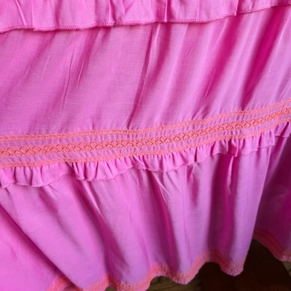 J. Marie NEW Calli Pink Orange Embroidered Tiered Midi Sun Dress SZ XL Coquette - Picture 4 of 13